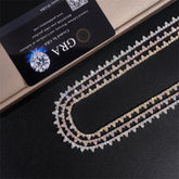 GL S925 Silver 3 Prong Moissanite Diamond Tennis Chain